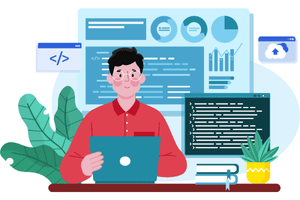 man creating software